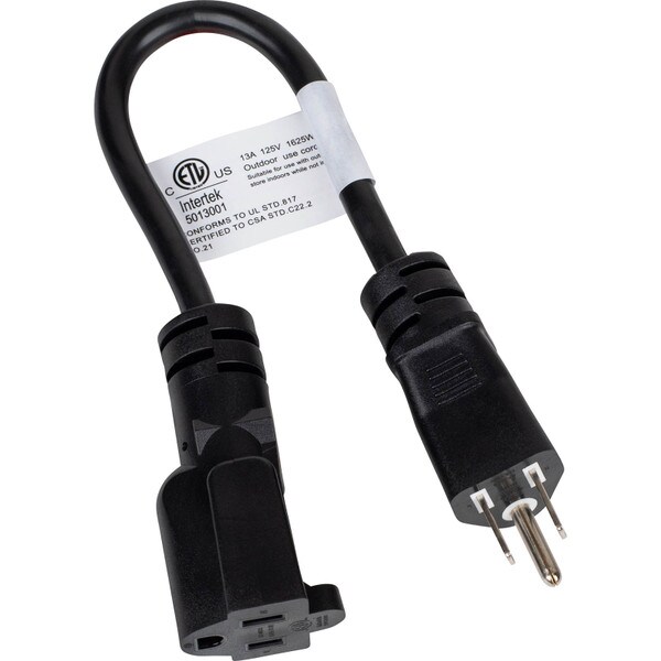 Main product image for 1 Ft. Outlet Saver Black NEMA 5-15P to 5-15R 16/3 Po 110-192